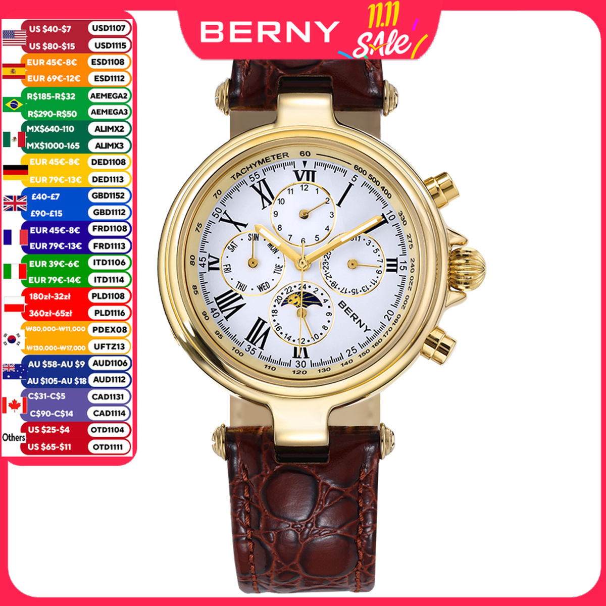 Seiko Watch Prospex - BERNY Retro Automatic Men's Watch Sun&Moon